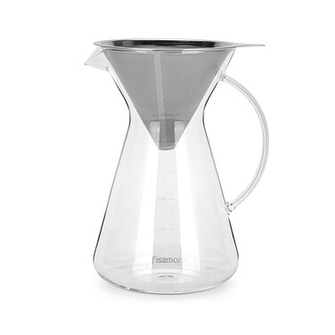 Кофейник Fissman POUR OVER 900 мл. со стальным фильтром жаростойкое стекло (9083)