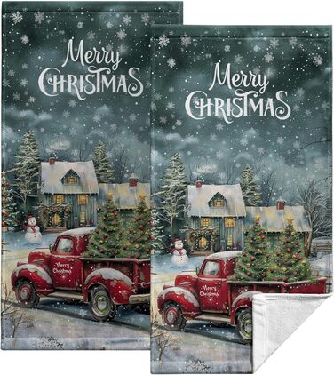 Різдвяні кухонні рушники Kwlegh, рушник для рук, різдвяна ялинка, цукерка-тростина, сніжинка, рушник для пальців, набір з 2 шт. , милий чоловічий банний рушник, високопоглинаючі рушники, 36 x (різдвяна вантажівка)