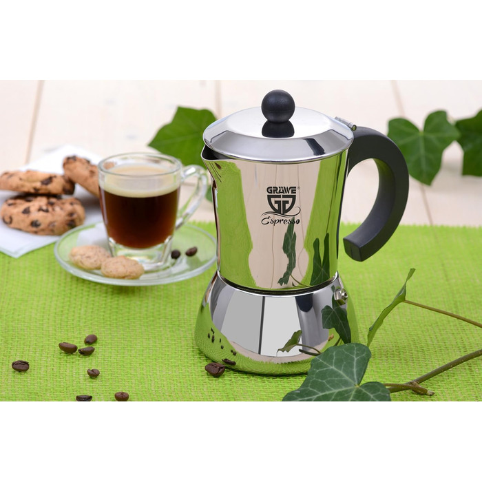 Еспресо-кавоварка 500 мл на 10 чашок, нержавіюча сталь GRÄWE