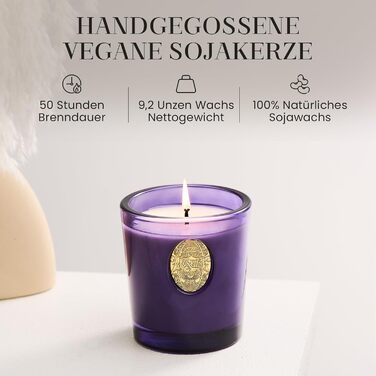 Ароматна свічка M&SENSE Лісова хатина, ароматичні свічки у склянці, натуральна соєва свічка, час горіння 55 годин, подарункові свічки для жінок та чоловіків, подарункова свічка (лаванда та цитрус, 260 г)