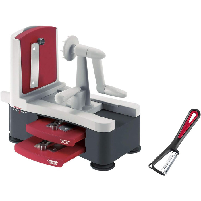 Ручний спіральний різак для овочів Westmark з 2 ріжучими конусами та фіксатором, нержавіюча сталь/пластик, антрацит/червоний, 11622260 (Spiromat Овочечистка)