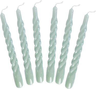 Набір з 6 декоративних свічок 2,2 x 21 см, резедово-зелений Candles with a Twist Kunstindustrien