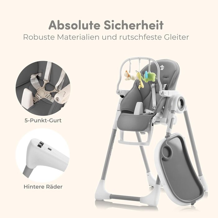 Дитячий стільчик для годування від 6 місяців темно-сірий Sweety Fox