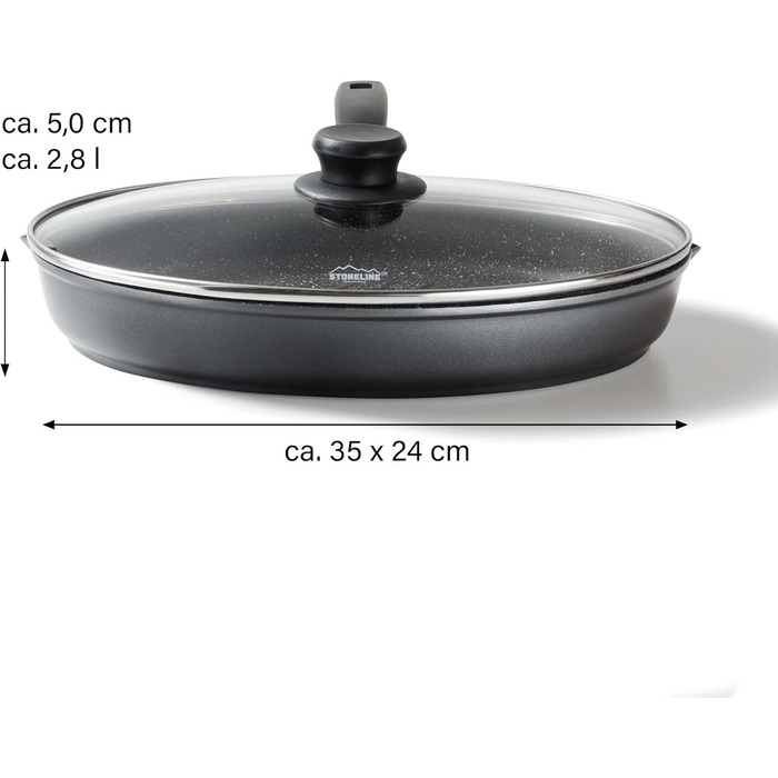 Сковорода для риби з кришкою 35 x 24 см STONELINE