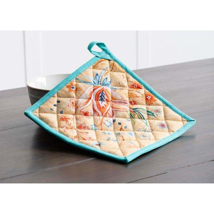 Рукавички для духовки Maison d&39 Hermine, підставки для каструль, 100 бавовна, термостійкі кухонні рукавички, рукавички для духовки (19 см x 33 см) та підставки для каструль (20 см x 20 см) для приготування їжі, Morzine - рукавички для духовки (19 x 33 с