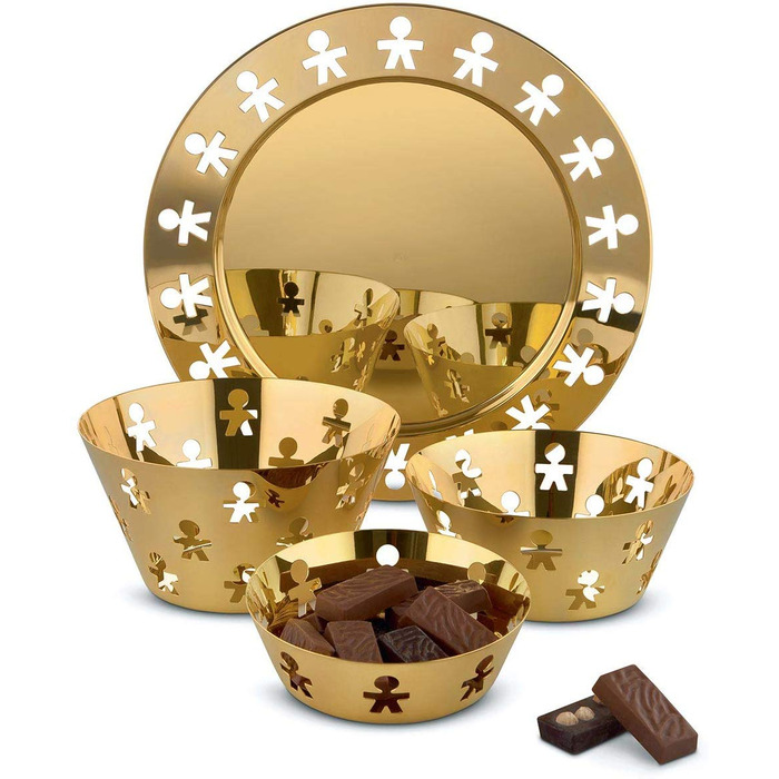 Ваза для фруктов 23х12,2 см, позолоченная Girotondo Alessi