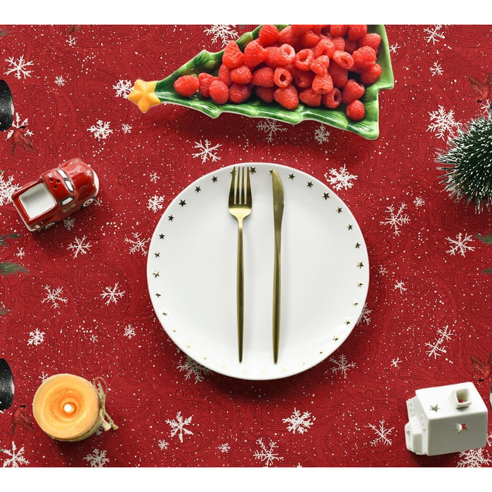 Модна червона різдвяна скатертина у формі сніговиків 100 x 100 см, червона Artoid Mode