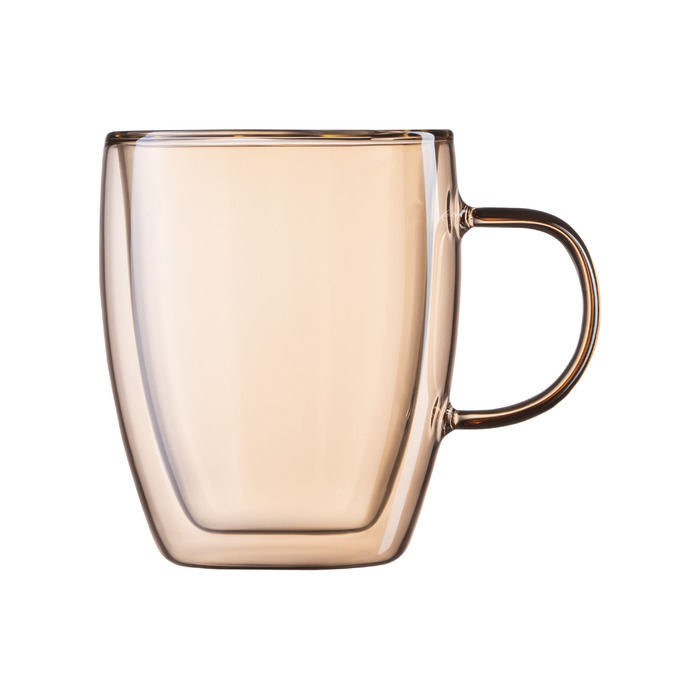 ARDESTO Набір чашок з ручками AGolden Moon з подвійними стінками, 270 мл, H 10 см, 2 од., боросилікатне скло