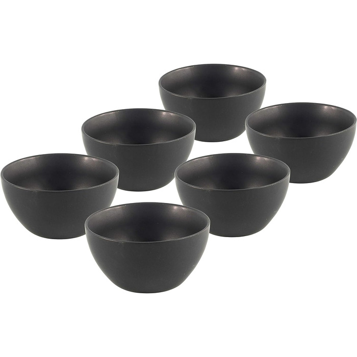 Фарфоровая Тарелка Столовая 26,5 см черная - Набор из 6 шт. - Фарфоровая тарелка Плоская (Миска для хлопьев / 14 см)