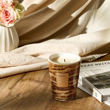 Ароматизована свічка M&SENSE велика Чорні ароматизовані свічки у склянці Ароматизована свічка з натурального соєвого воску Розслаблююча ароматерапія Подарунок для жінок та чоловіків, Різдво 75 годин горіння та 2 гніти (гаряча карамель еспресо, 400 г)