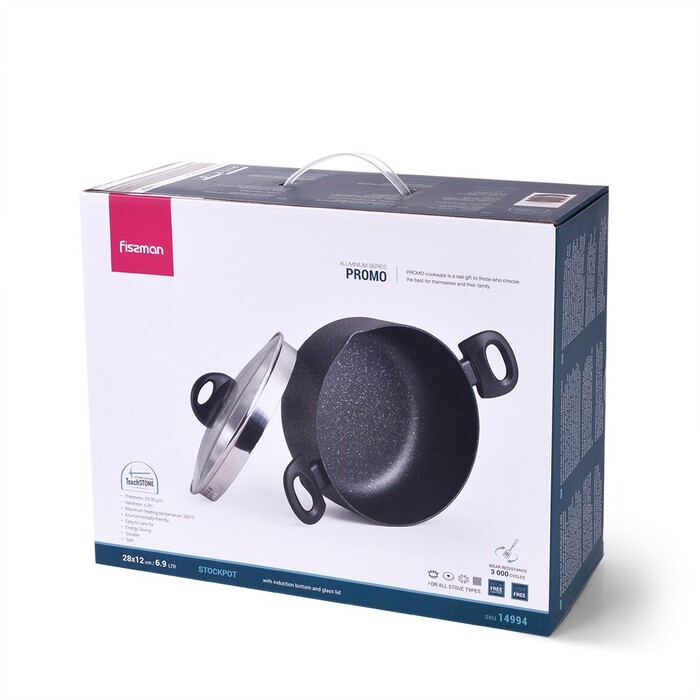 Каструля з скляною кришкою 28 см 6,9 л PROMO Fissman