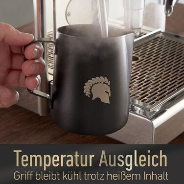 Глечик для молока Barista Legends з нержавіючої сталі 350 мл зі спеціальним носиком для лате-арту - Глечик для спінювання молока з високим глянцевим покриттям - Глечик для молока Barista з нержавіючої сталі - Аксесуари Barista (чорний 600 мл)