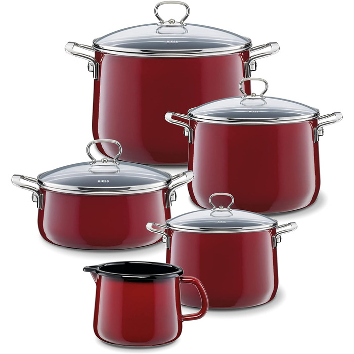 Чайник-флейта Plus, CLASSIC - КОЛІР ЧЕРВОНИЙ, діаметр 18 см, висота 21,7 см, ємність 2 літри, емальована, емальована 3 рази, червоний/чорний, індукційний 21,7 см Червоний, 0543-020