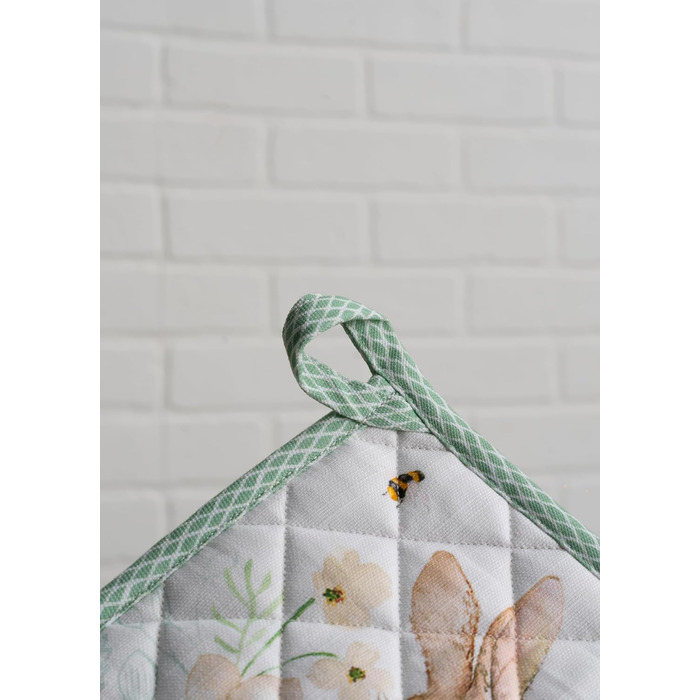 Рукавички для духовки Maison d&39 Hermine, підставки для каструль, 100 бавовна, термостійкі кухонні рукавички, рукавички для духовки (19 см x 33 см) та підставки для каструль (20 см x 20 см) для приготування їжі, Morzine - рукавички для духовки на День по