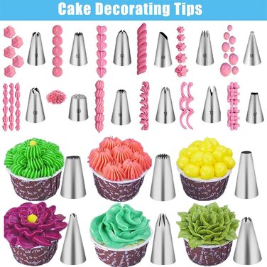 Набір аксесуарів для торта Nifogo, 356 предметів, аксесуари для випічки, аксесуари для декорування тортів з обертовою підставкою, кондитерські мішки, кондитерські насадки, шпателі для початківців (285 шт., сині)