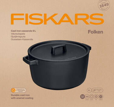 Кастрюля чугунная Fiskars Folken 6л (1075697)