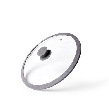 Кришка Fissman ARCADES 20 см з силіконовим ободом сірий (9921)