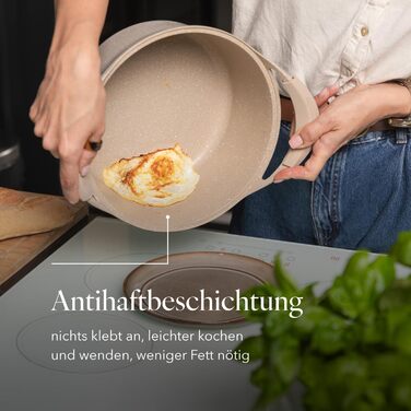 Алюмінієва каструля FLORINA 16 см 1,6 л Підходить для індукції Керамічне покриття, стійке до подряпин М&39яка ручка під дерево Термостійка Для всіх варильних поверхонь Легко миється (OSLO, 4,3 л - 24 см)