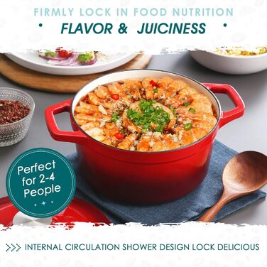 Чавунна сковорода Vancasso, чавунна каструля з кришкою, емальоване покриття Ø 5 л, індукційна каструля, каструля, чавунна сковорода для всіх типів плит, підходить для індукції, кругла, кремово-біла, 5 л біла (червона, 22 см)