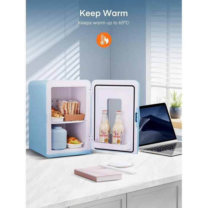 Мини-холодильник с функцией охлаждения 15 л синий FOHERE