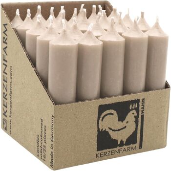 Набір з 25 парафінових свічок 2,2 x 10 см, сіро-коричневий Kerzenfarm Hahn