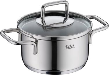 Набір посуду Silit Extra Cook 4 предмети каструлі 12/14 см зі скляною кришкою, внутрішня шкала, широкий обід для зручного зливання, нержавіюча сталь Crominox, для невеликих порцій, компактне зберігання, посуд не проливається. Набір посуду 4 предмети.