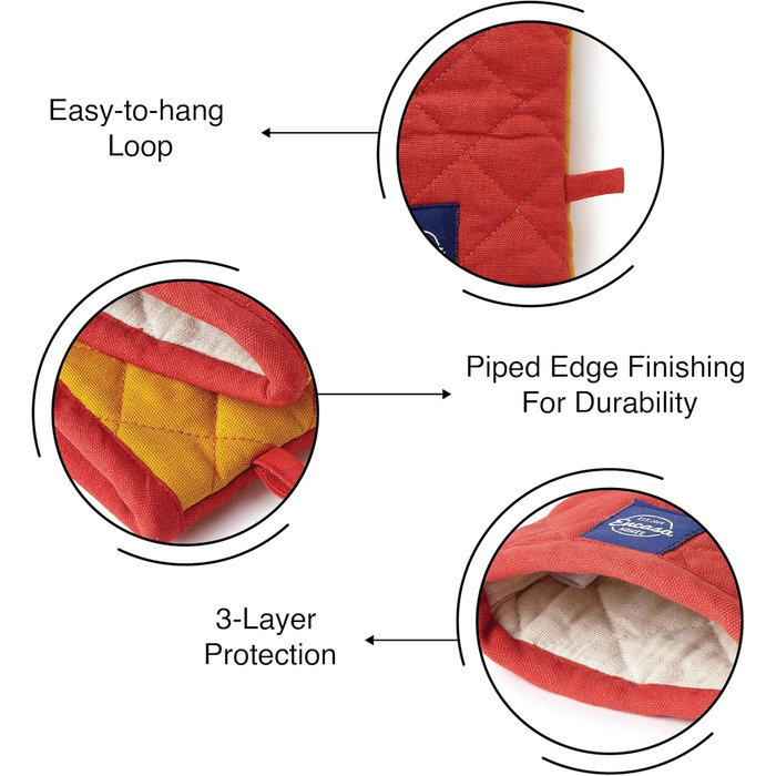 Рукавички для духовки та мікрохвильової печі Encasa Homes Extra Long (2 шт.) для кухні - Силіконові, сріблясті, термостійкі - Захищають руки від гарячого обладнання - (18x30 см, манговий колір)