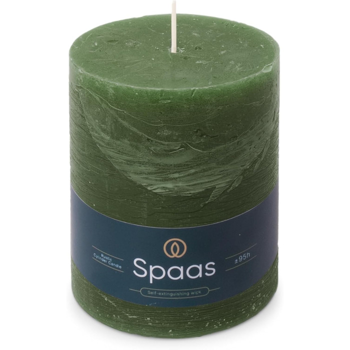 Свічка Spaas Rustic Pillar, 100/130 мм, 95 год, чорна (темно-зелена)