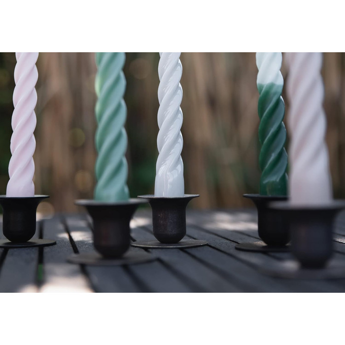 Свічки з крученим конусом, виготовлені в Італії, доступні 25 кольорів, лаковані настільні свічки, спіральні свічки з тривалим часом горіння 5 годин, декоративні свічки, 6 шт. , 2,2 x 21 см (світло-сірі)