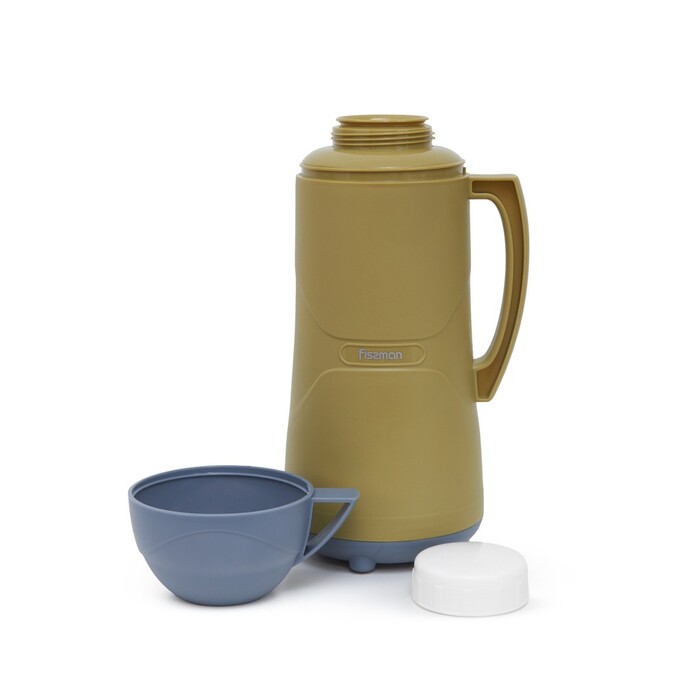 Термос Fissman 1000 мл, колір зелений пластиковий корпус зі скляною колбою (19849)