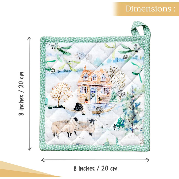 Рукавички для духовки Maison d&39 Hermine, підставки для каструль, 100 бавовна, термостійкі кухонні рукавички, рукавички для духовки (19 см x 33 см) та підставки для каструль (20 см x 20 см) для приготування їжі, Morzine - Рукавички для духовки на День по