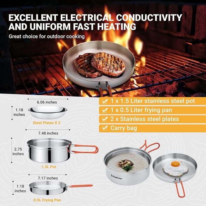 Набір кемпінгового посуду 2-3 особи KingCamp