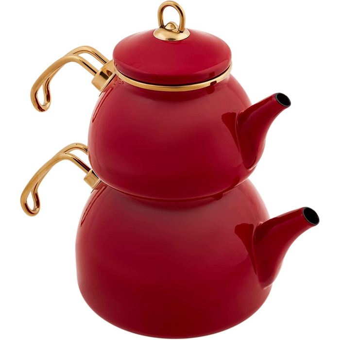 Набор из 2 эмалированных чайников 1,1/2,3 л красный Retro Karaca