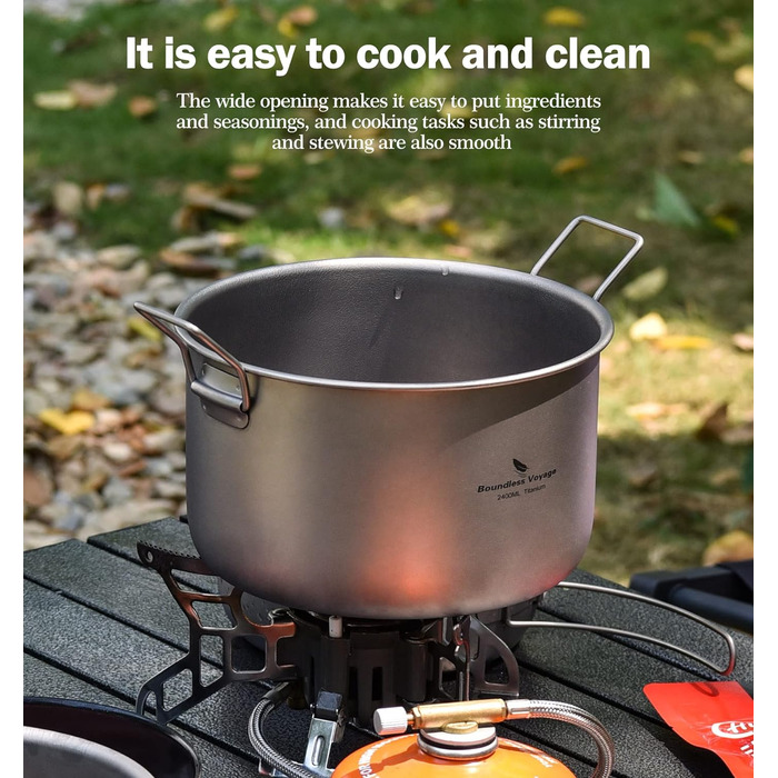 Титановая кастрюля со складной ручкой для кемпинга 2,4 л iBasingo