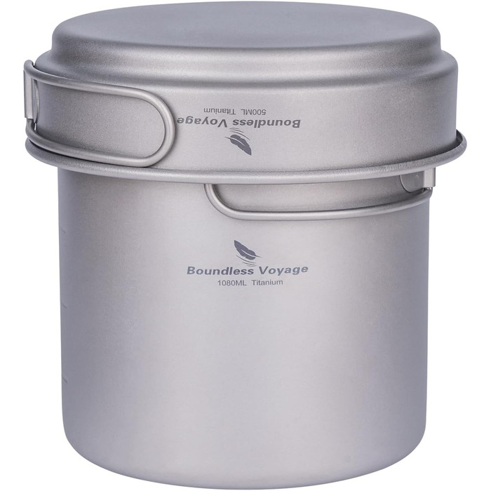 Набор посуды для кемпинга Boundless Voyage Набор титановых кастрюль со складной ручкой Уличная посуда Кастрюли Сковороды Сковорода Посуда для пикника (Ti1586B)