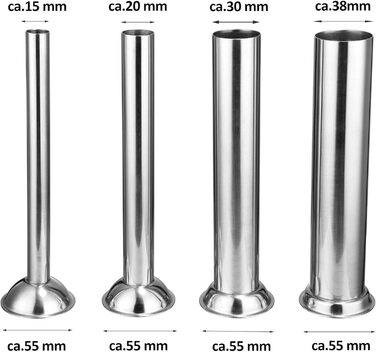 Професійна машина для наповнення ковбас Zelsius з нержавіючої сталі (3 літри, срібло) чотири різні труби для наповнення, наповнювач для ковбас, прес для ковбас, ковбасна машина з 2-швидкісним редуктором, вентиляційним клапаном і рукояткою