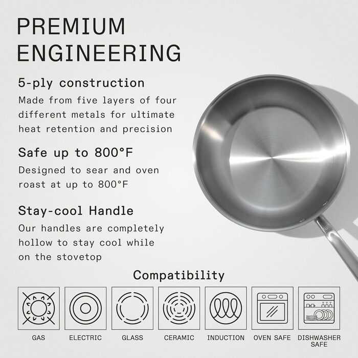 Сковорода глибока 3 л, нержавіюча сталь Made In