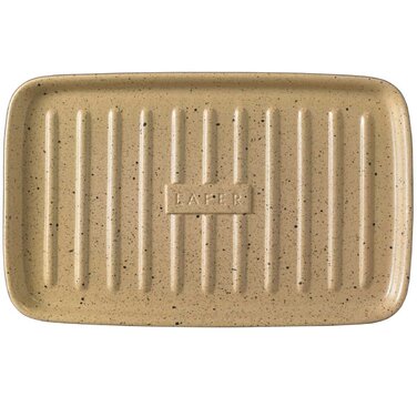 Блюдо для гриля з вертикальною решіткою прямокутне, 33 x 23 x 3,5 см, бежеве / чорне, Lafer BBQ Römertopf