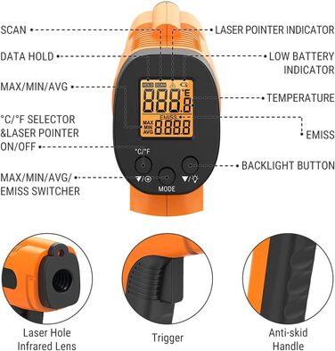 Інфрачервоний термометр 50 C - 550 C ThermoPro