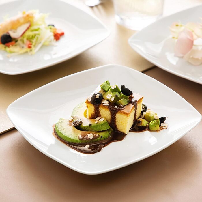 Серія Julia, набір посуду 12 персон, порцеляновий набір посуду, столовий сервіз з обідньою тарілкою, десертна тарілка, супова тарілка, кавові чашки, блюдця по 12 шт. кожна (12 шт. , десертні тарілки)