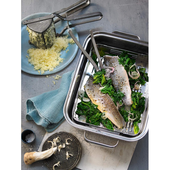 Жаровня 41 x 27 см с паровой корзиной и щипцами для спаржи Vitalis Aroma WMF