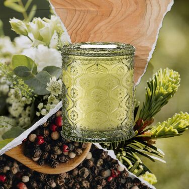 Ароматна свічка La Jole Muse у скляній свічці, подарунок для жінок, ароматичні свічки з сандаловим деревом для дому, час горіння 55 годин, 170 г. (Золота ялиця)