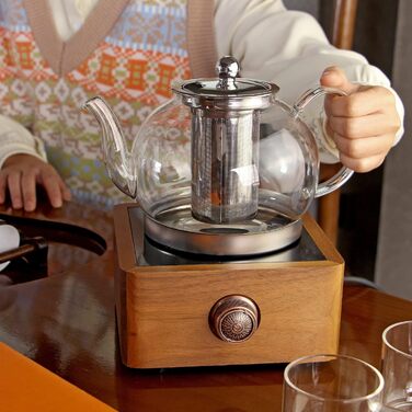 Термостойкий чайник из прозрачного стекла со семным ситечком, 1,2л TOYO HOFU