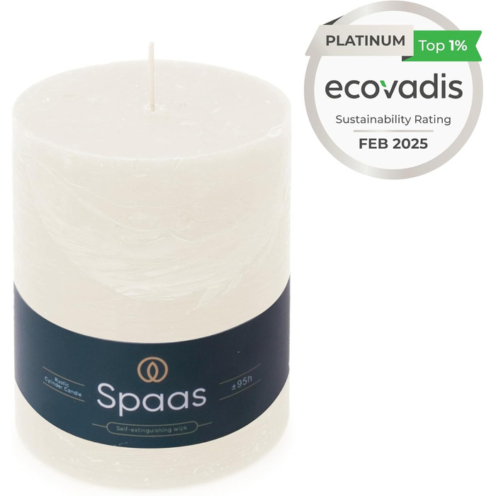 Свічка Spaas Rustical Pillar, 100/130 мм, 95 год, чорна (біла)