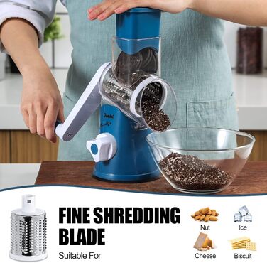 Терка для сыра/овощей с 3 барабанными лезвиями синий Geedel