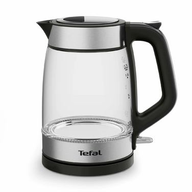 Tefal Электрочайник Glass Kettle 1.7л, стекло, с подсветкой, черно-серебряный
