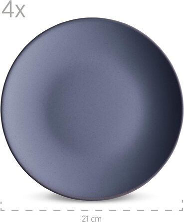 Набор посуды MSER 931545 Ossia на 4 персоны в средиземноморском винтажном стиле, комбинированный сервиз из 16 предметов из керамики (антрацитовый синий)