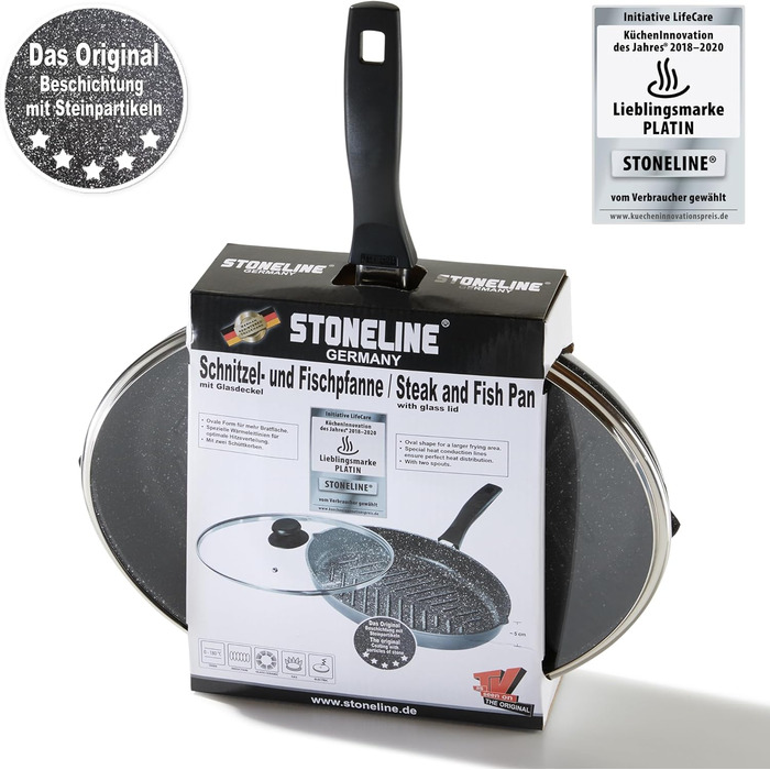 Сковорода для риби з кришкою 35 x 24 см STONELINE