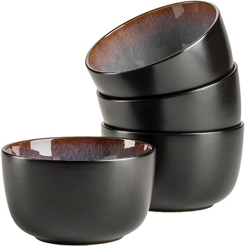 Керамічний набір посуду для 4 персон із зелено-коричневою реактивною глазур'ю, комбінований сервіз із 20 предметів у сучасних стриманих формах купе, керамограніт (зернові миски), 934100 Series Teona