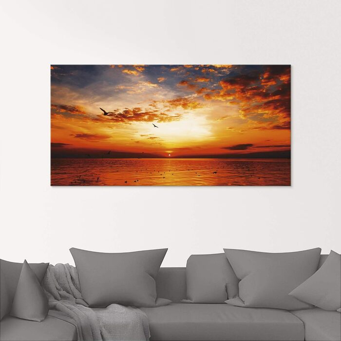 Настінний декор скляні картини настінна картина скляна картина цільна 40x40 см квадрат пляж море сонце карибський басейн природа пейзаж узбережжя схід сонця морський S7LE (захід сонця небо, 100Д x 50Ш см)